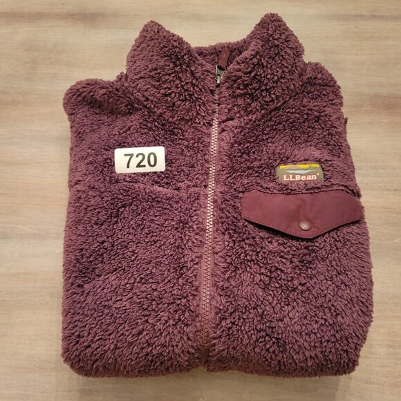 LL Bean Women’s L Mountain Pile High Fleece Vest Maroon Full Zip Outdoor Warm - Picture 7 of 8